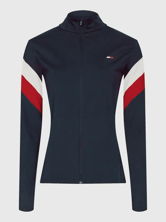 Tommy Hilfiger Sport ZipThru Slim Fit Sweatshirt Desert SkyPrimary Red Womens TShirts Casaul