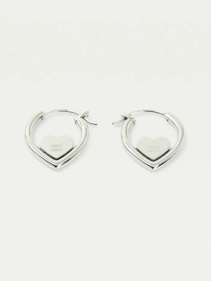 Tommy Hilfiger Stainless Steel Heart Earrings Silver Womens Jewellery