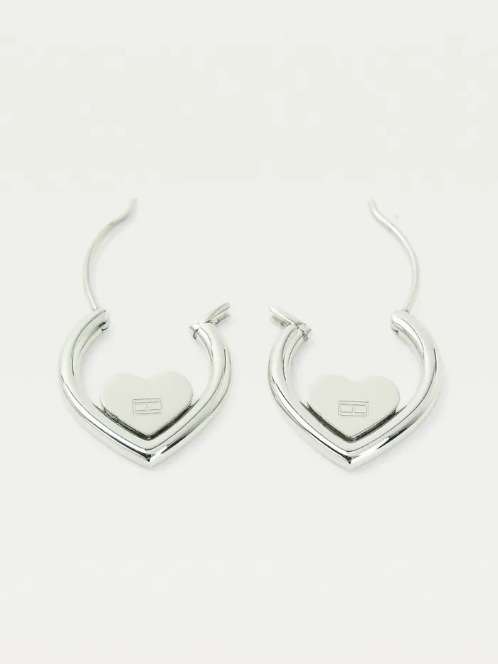 Tommy Hilfiger Stainless Steel Heart Earrings Silver Womens Jewellery