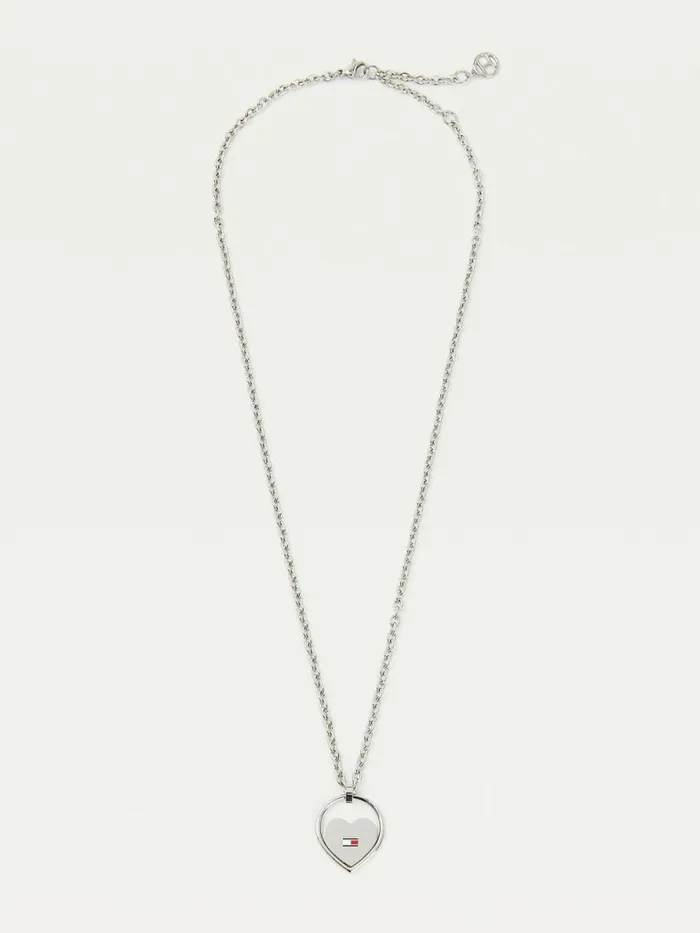 Tommy Hilfiger Stainless Steel Heart Necklace Silver Womens Jewellery
