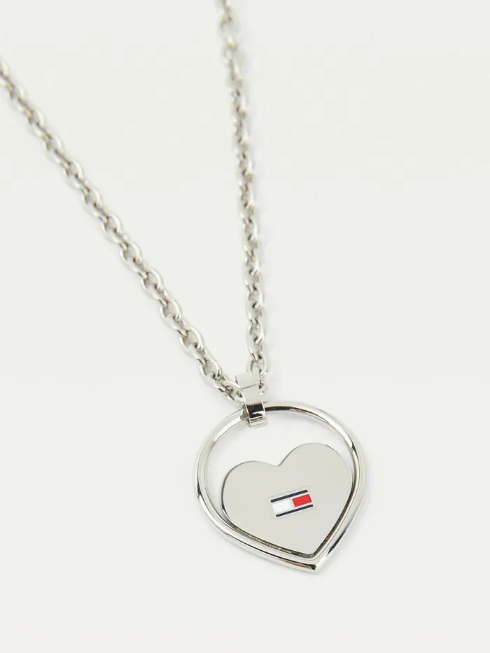 Tommy Hilfiger Stainless Steel Heart Necklace Silver Womens Jewellery