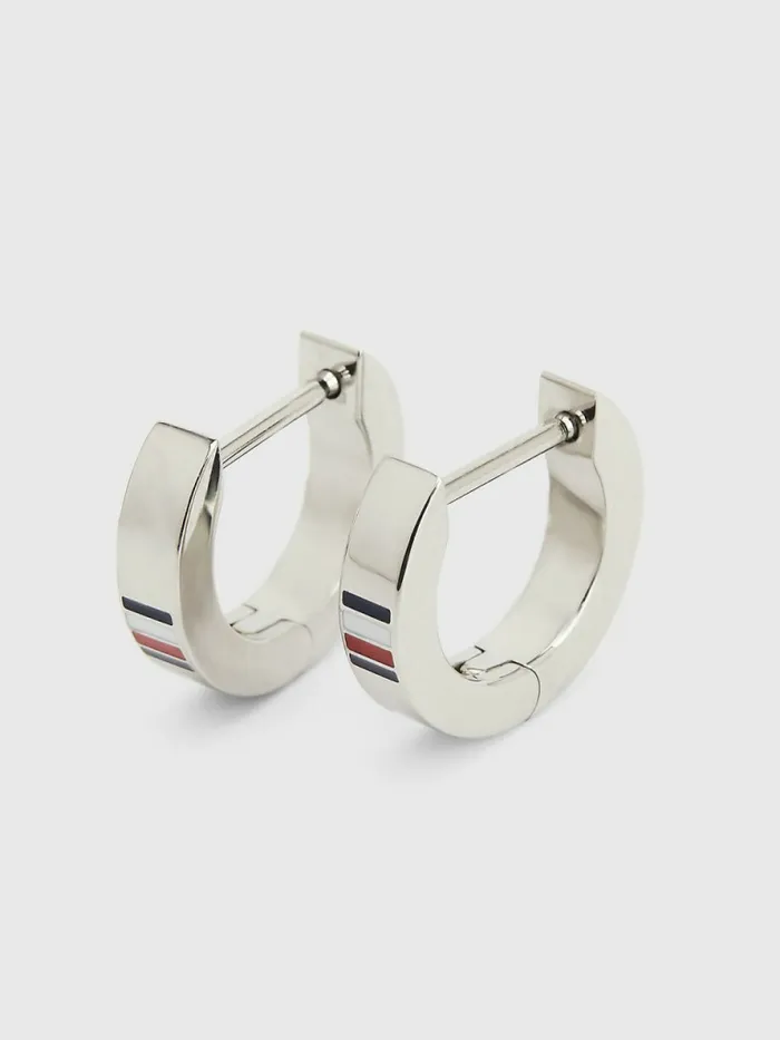 Tommy Hilfiger Stainless Steel Hoop Earrings Silver Mens Jewellery and Cufflinks