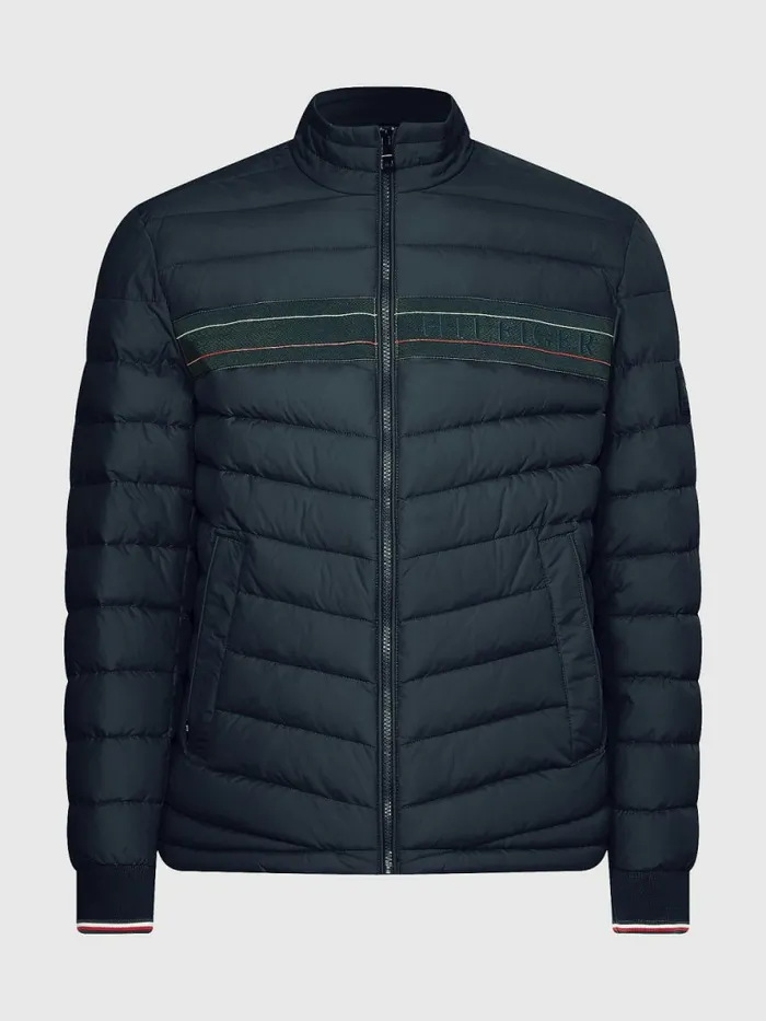 Tommy Hilfiger StandUp Collar Tape Puffer Jacket Desert Sky Mens Coats and Jackets Near Me