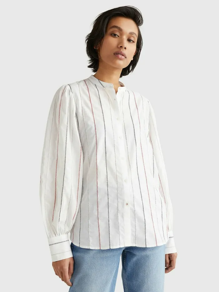 Tommy Hilfiger Stitched Stripe Relaxed Fit Blouse WhiteGlobal Stp Craft Work Womens Shirts and Blouses Gift 4 You Tommy Hilfiger Stitched Stripe Relaxed Fit Blouse WhiteGlobal Stp Craft Work Womens Shirts and Blouses Gift 4 You