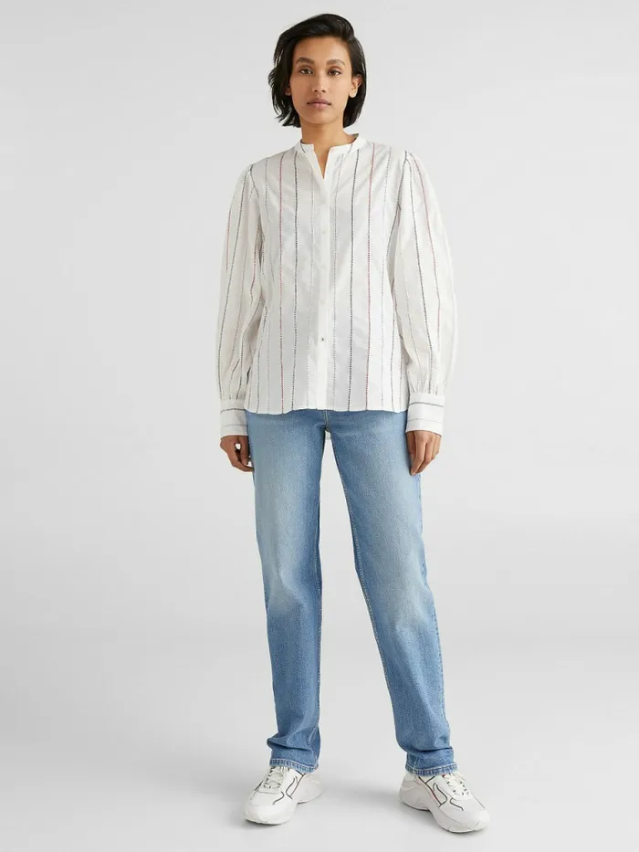 Tommy Hilfiger Stitched Stripe Relaxed Fit Blouse WhiteGlobal Stp Craft Work Womens Shirts and Blouses Gift 4 You