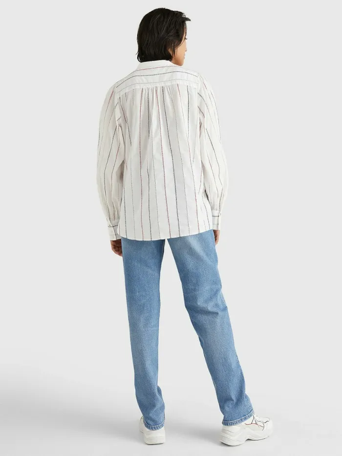 Tommy Hilfiger Stitched Stripe Relaxed Fit Blouse WhiteGlobal Stp Craft Work Womens Shirts and Blouses Gift 4 You