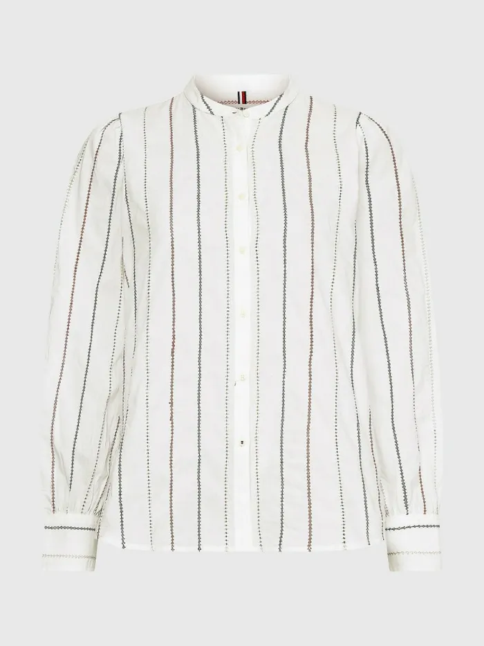 Tommy Hilfiger Stitched Stripe Relaxed Fit Blouse WhiteGlobal Stp Craft Work Womens Shirts and Blouses Gift 4 You