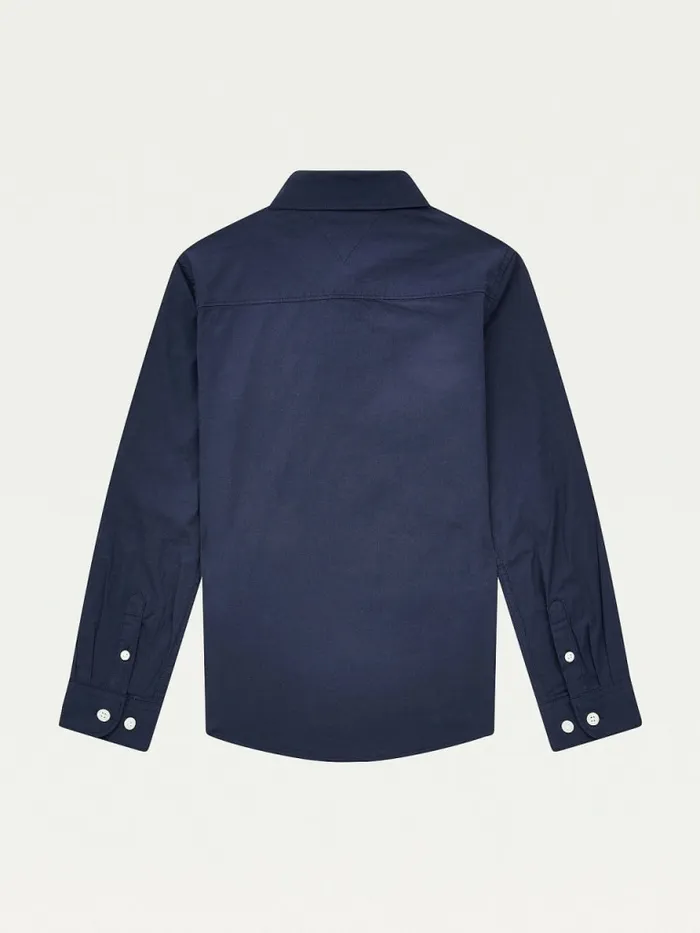 Tommy Hilfiger Stretch Cotton Poplin Shirt Twilight Navy Boys Shirts Gift 4 You