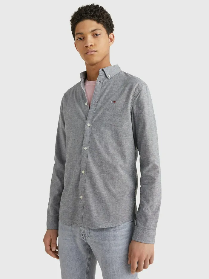 Tommy Hilfiger Stretch Organic Cotton Oxford Shirt Black Mens Shirts Near Me