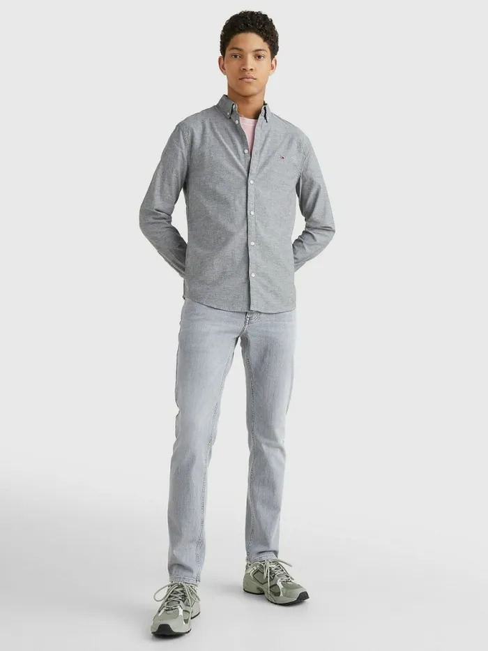 Tommy Hilfiger Stretch Organic Cotton Oxford Shirt Black Mens Shirts Near Me