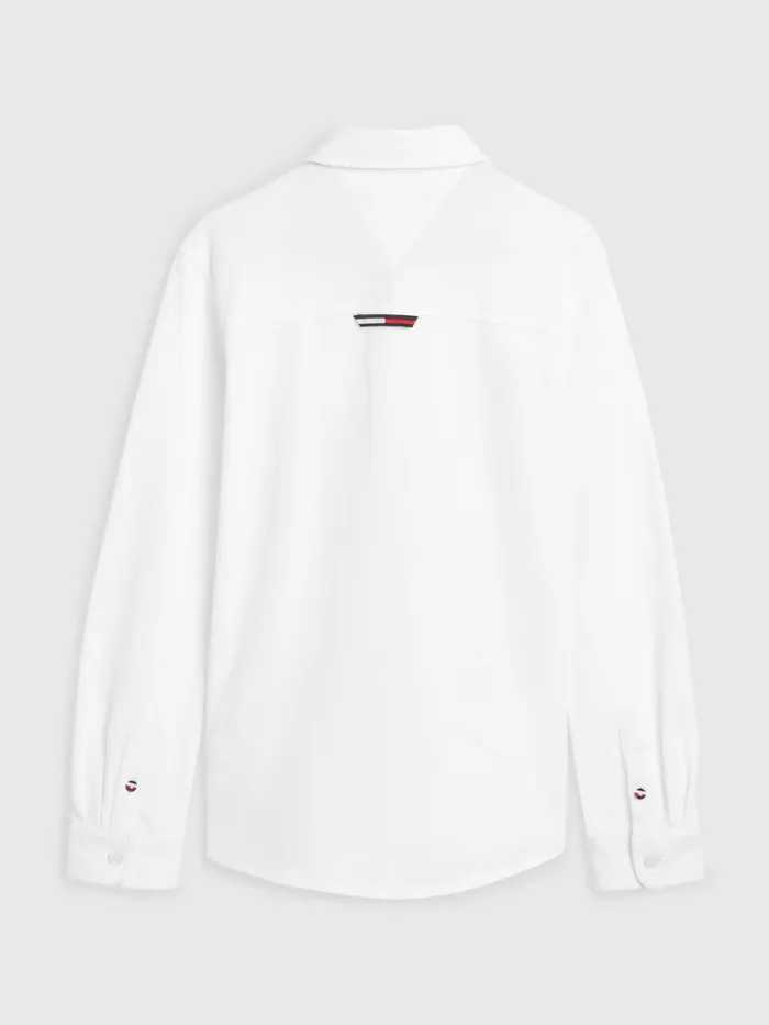 Tommy Hilfiger Stretch Organic Cotton Pique Shirt White Boys Shirts Fashion