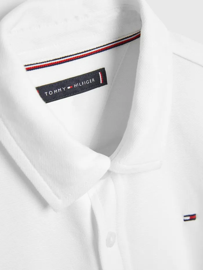 Tommy Hilfiger Stretch Organic Cotton Pique Shirt White Boys Shirts Fashion