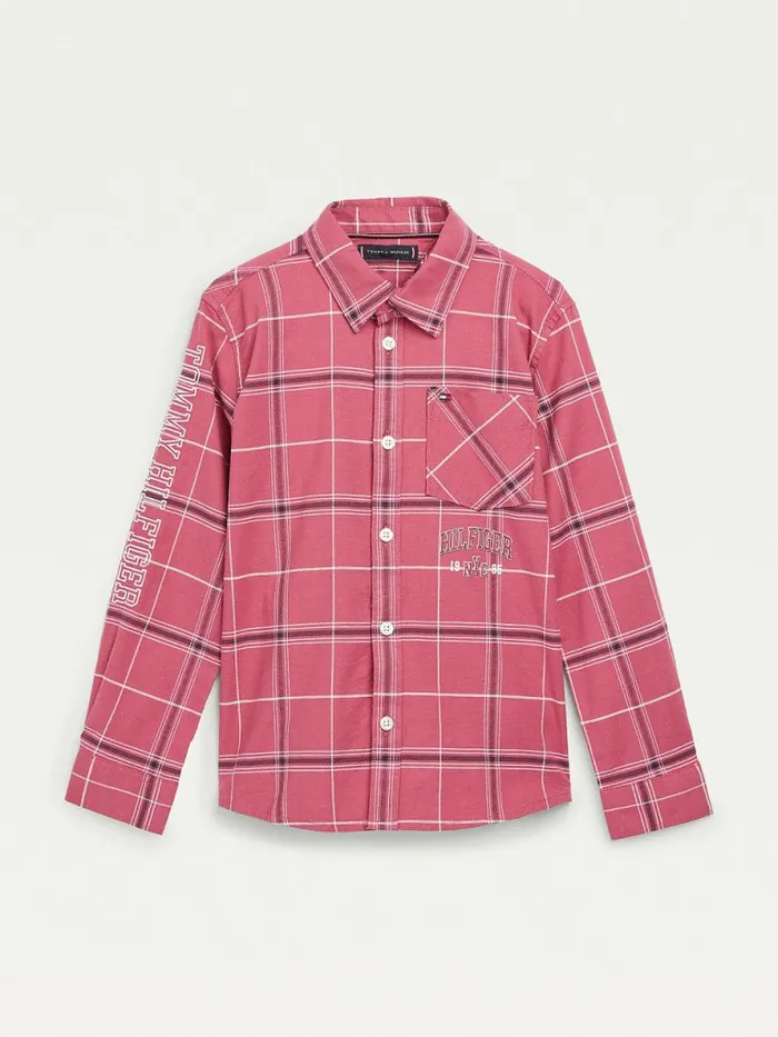 Tommy Hilfiger Stretch Oxford Cotton Check Shirt Bing Cherry Boys Shirts On Sale Tommy Hilfiger Stretch Oxford Cotton Check Shirt Bing Cherry Boys Shirts On Sale