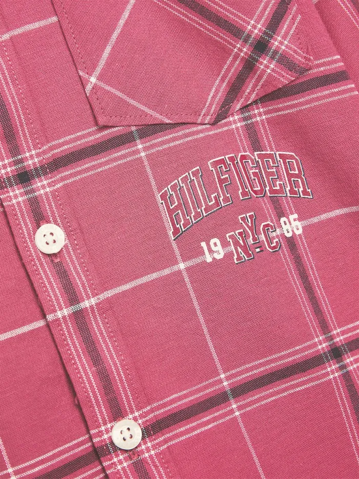 Tommy Hilfiger Stretch Oxford Cotton Check Shirt Bing Cherry Boys Shirts On Sale