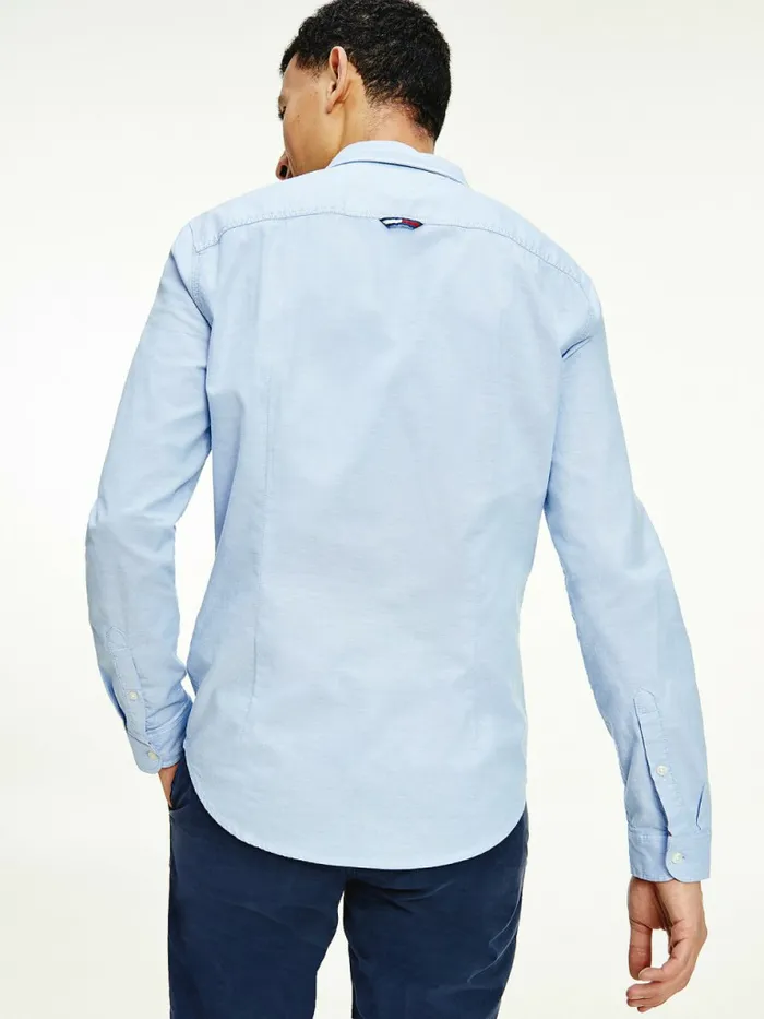 Tommy Hilfiger Stretch Oxford Cotton Slim Fit Shirt Perfume Blue Mens Essentials