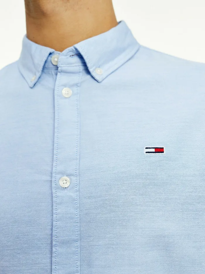 Tommy Hilfiger Stretch Oxford Cotton Slim Fit Shirt Perfume Blue Mens Essentials