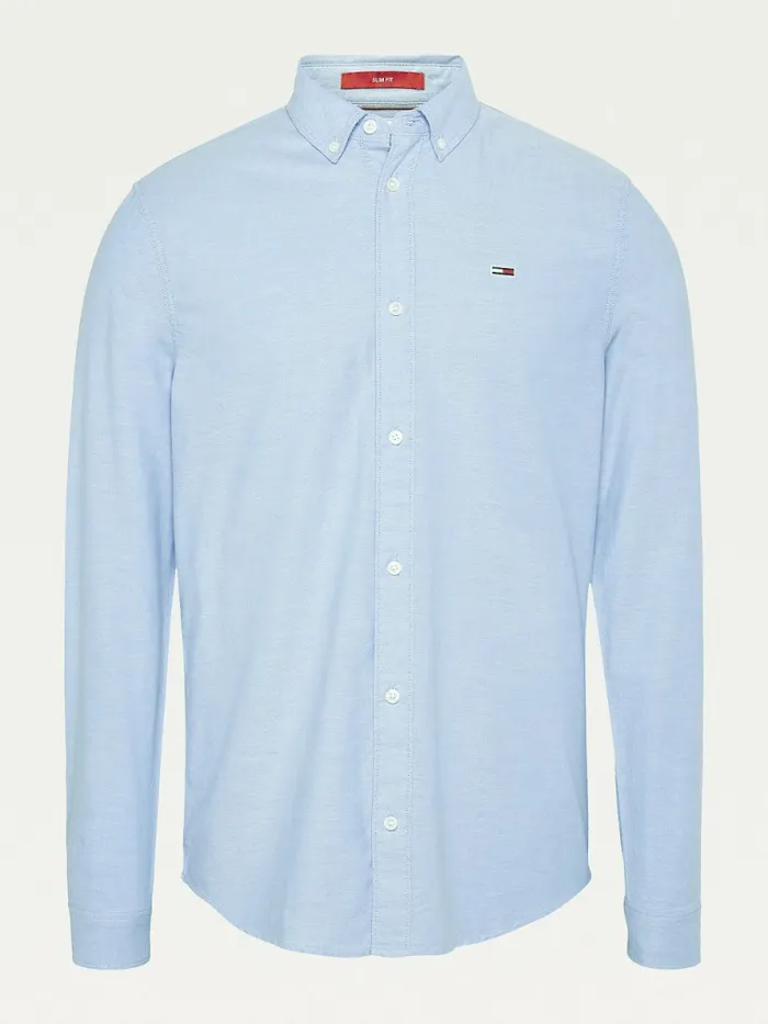 Tommy Hilfiger Stretch Oxford Cotton Slim Fit Shirt Perfume Blue Mens Essentials