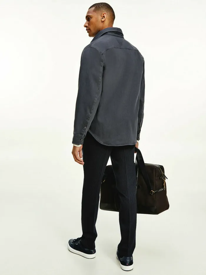 Tommy Hilfiger Stretch Regular Fit Denim Shirt Oscar Grey Mens Shirts Online