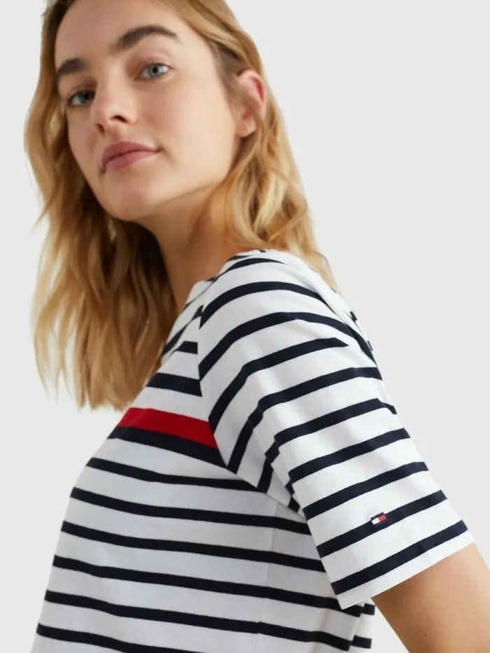 Tommy Hilfiger Stripe Crew Neck TShirt Engineered StpRwb Womens TShirts Cheap On Sale