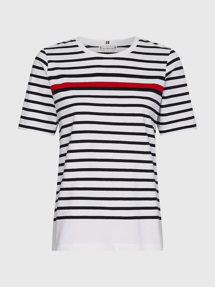 Tommy Hilfiger Stripe Crew Neck TShirt Engineered StpRwb Womens TShirts Cheap On Sale