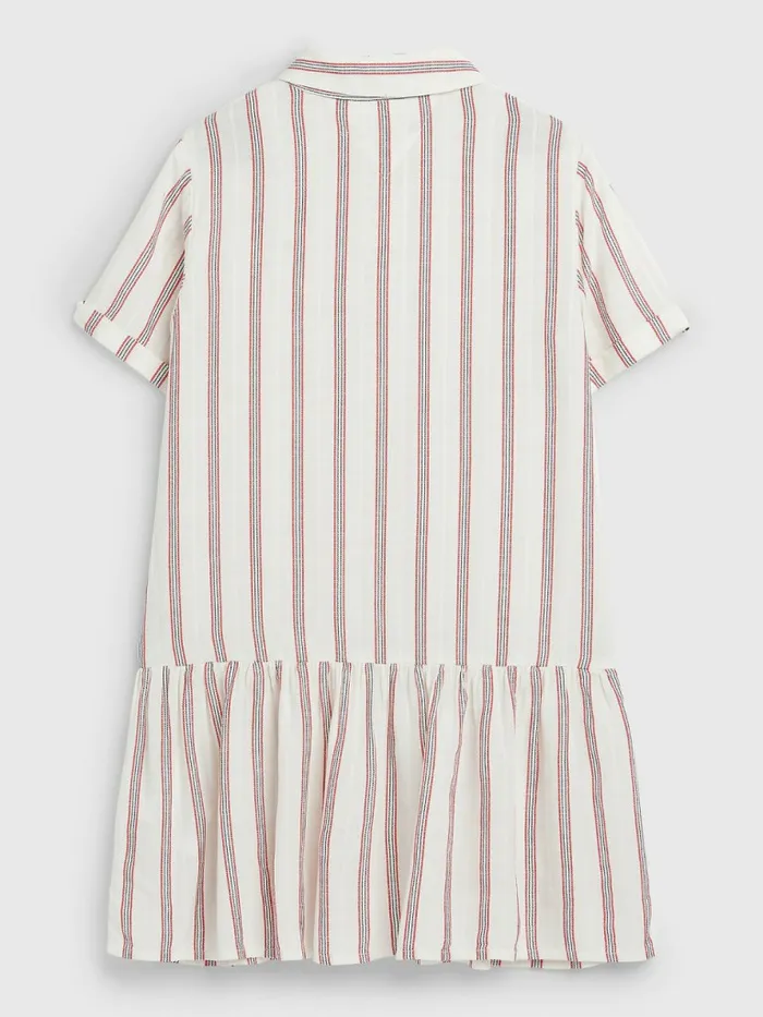 Tommy Hilfiger Stripe Dropped Waist Shirt Dress White Stripe Girls Dresses Sale