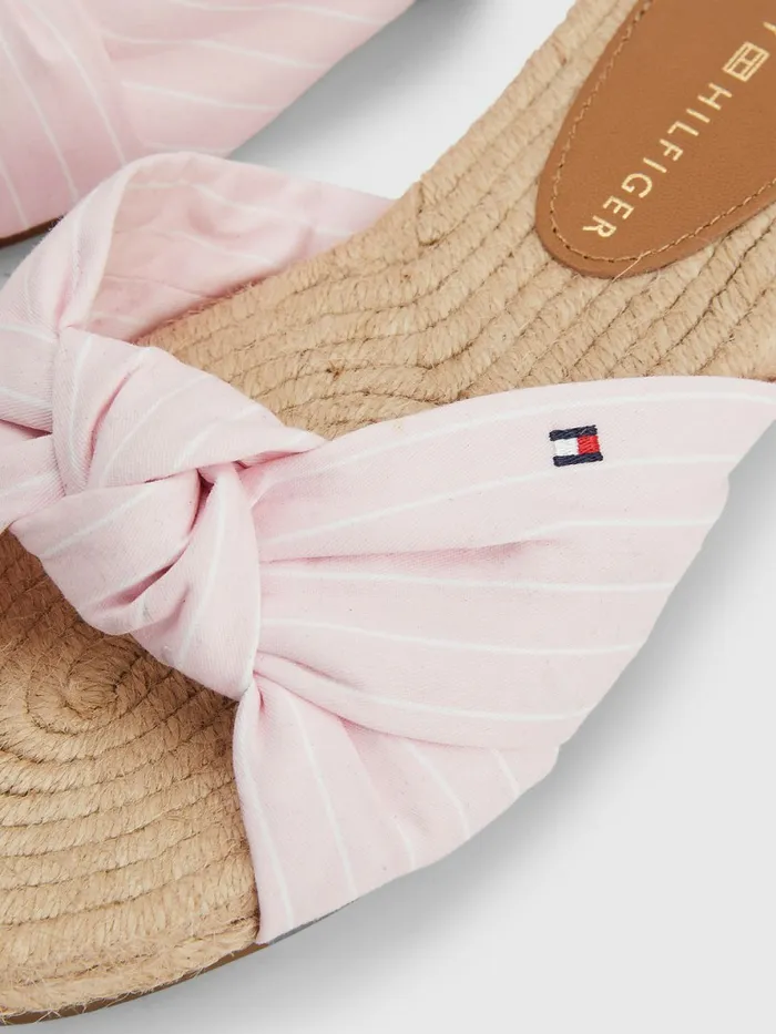 Tommy Hilfiger Stripe Espadrille Flat Sandals Pastel Pink Womens Sandals Sale