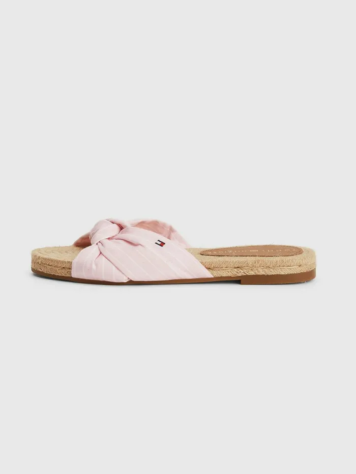 Tommy Hilfiger Stripe Espadrille Flat Sandals Pastel Pink Womens Sandals Sale