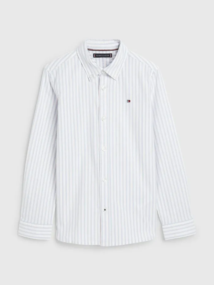 Tommy Hilfiger Stripe Oxford Shirt White Boys Shirts Gift for Friend