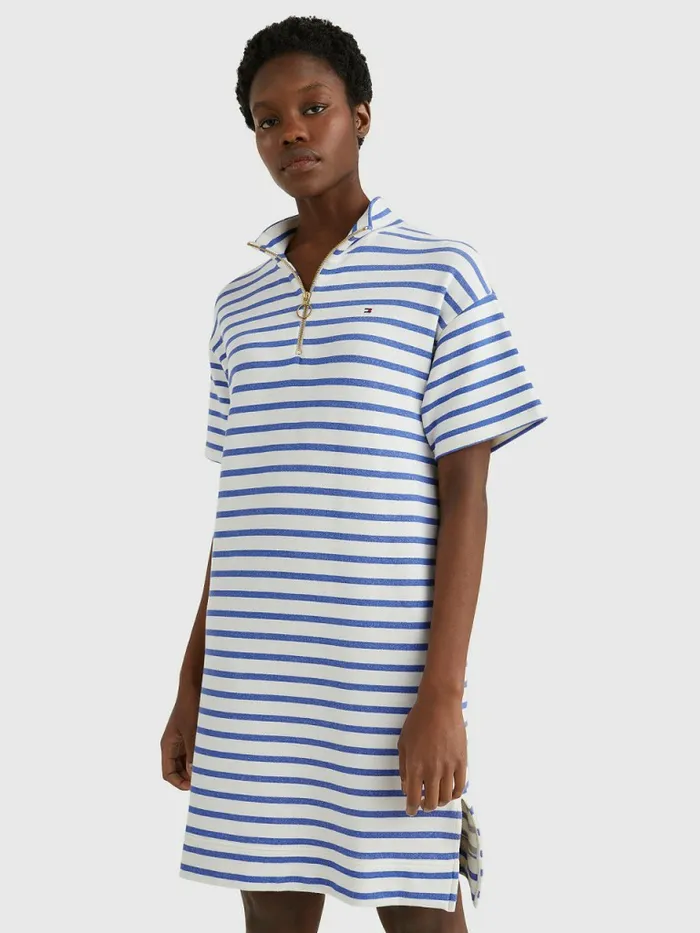 Tommy Hilfiger Stripe Relaxed HalfZip Sweater Dress Breton StpWhite Verona Blue Womens Dresses and Jumpsuits Fashion Tommy Hilfiger Stripe Relaxed HalfZip Sweater Dress Breton StpWhite Verona Blue Womens Dresses and Jumpsuits Fashion
