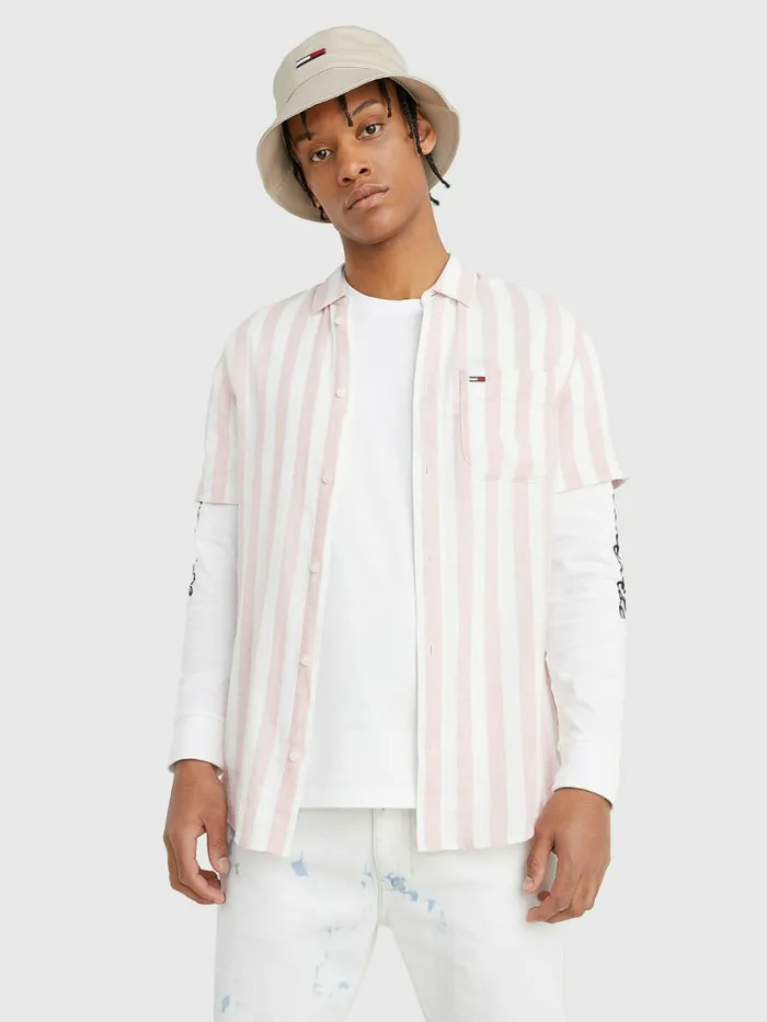 Tommy Hilfiger Stripe Short Sleeve Shirt Broadway Pink Stripe Mens Shirts Sale Tommy Hilfiger Stripe Short Sleeve Shirt Broadway Pink Stripe Mens Shirts Sale