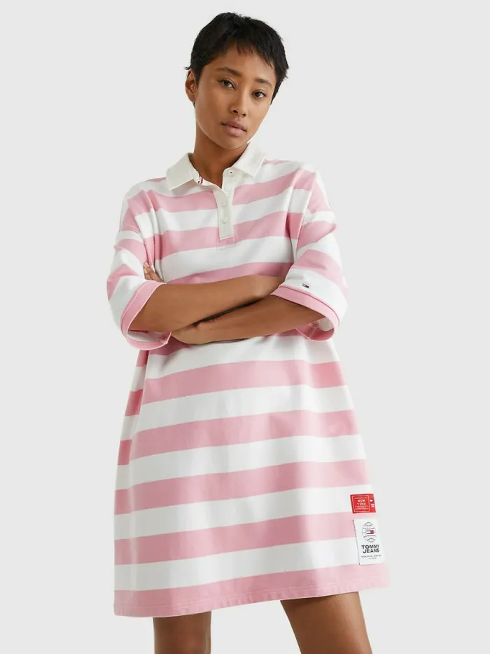 Tommy Hilfiger Stripe Terry Rugby Polo Dress Fresh PinkMulti Womens Dresses and Jumpsuits Sale Tommy Hilfiger Stripe Terry Rugby Polo Dress Fresh PinkMulti Womens Dresses and Jumpsuits Sale