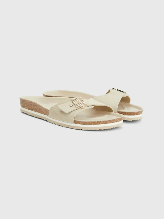 Tommy Hilfiger Suede Cork Flat Sandals Classic Beige Womens Sandals Sale