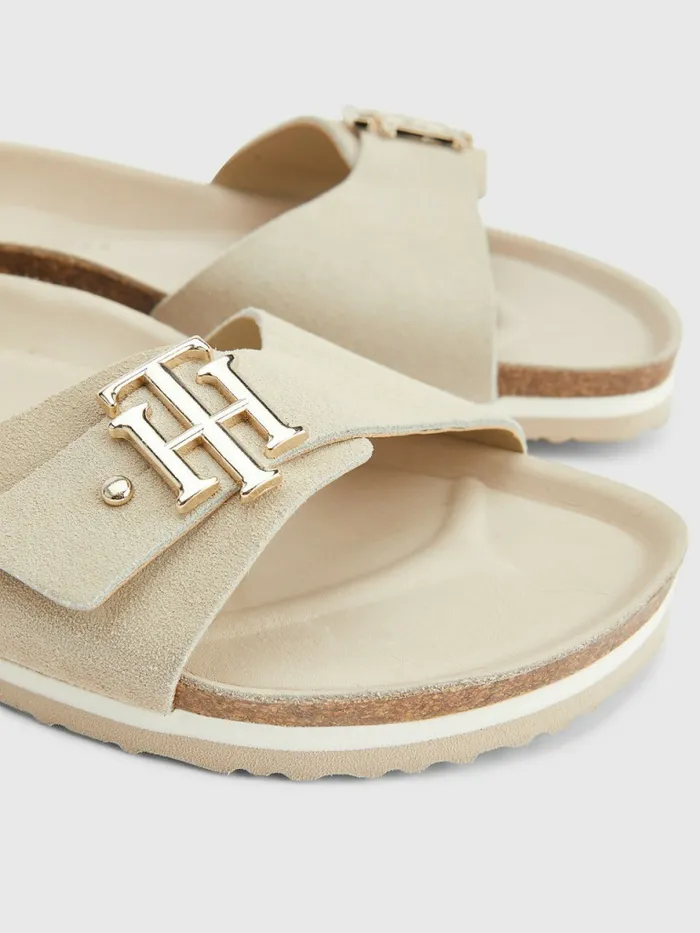 Tommy Hilfiger Suede Cork Flat Sandals Classic Beige Womens Sandals Sale