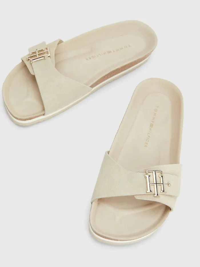 Tommy Hilfiger Suede Cork Flat Sandals Classic Beige Womens Sandals Sale