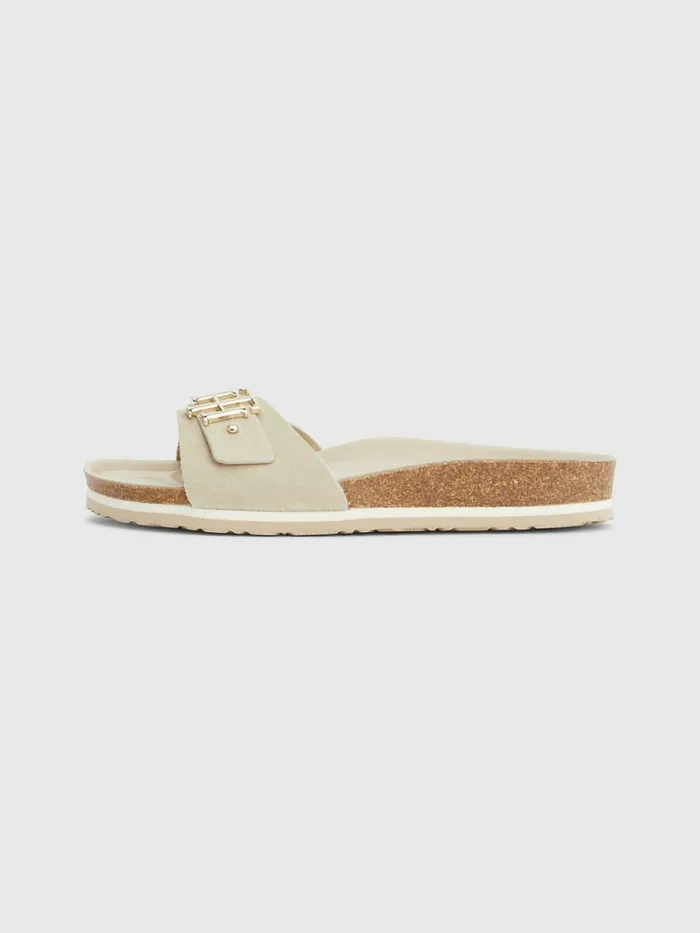 Tommy Hilfiger Suede Cork Flat Sandals Classic Beige Womens Sandals Sale
