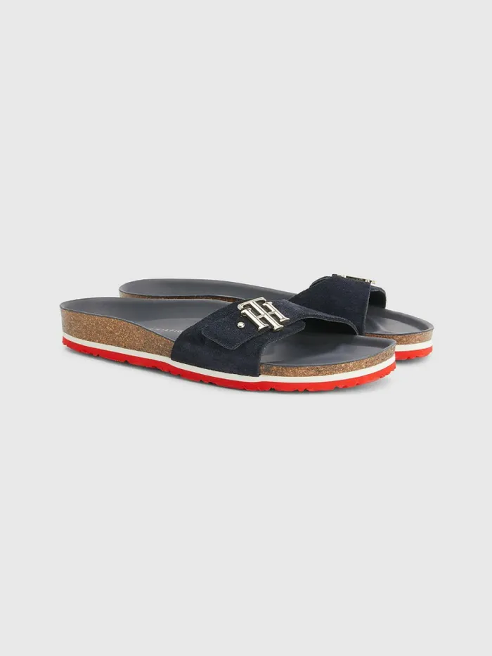 Tommy Hilfiger Suede Cork Flat Sandals Rwb Womens Sandals Sale