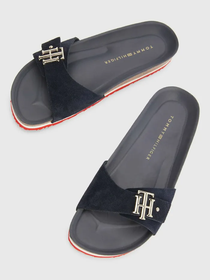 Tommy Hilfiger Suede Cork Flat Sandals Rwb Womens Sandals Sale