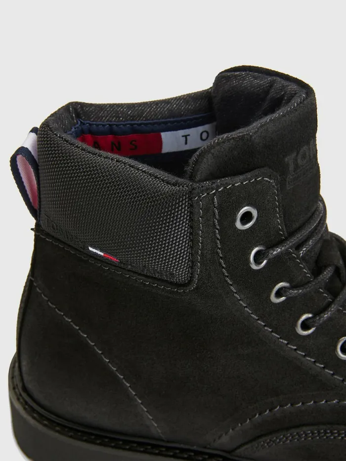 Tommy Hilfiger Suede Lace Up Cleat Boots Black Mens Boots Gift Ideas