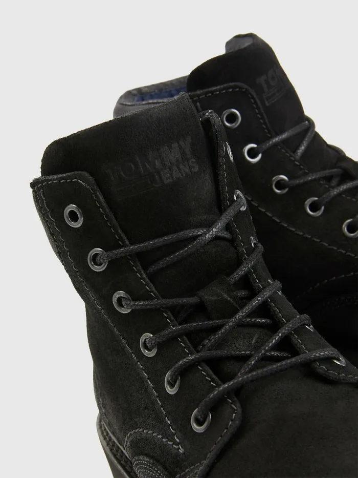 Tommy Hilfiger Suede Lace Up Cleat Boots Black Mens Boots Gift Ideas