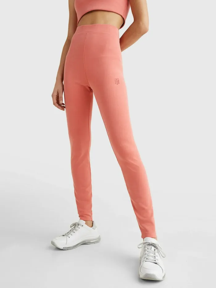 Tommy Hilfiger Sueded Skinny Full Length Leggings Sueded Crystal Coral Womens CoOrds Tommy Hilfiger Sueded Skinny Full Length Leggings Sueded Crystal Coral Womens CoOrds
