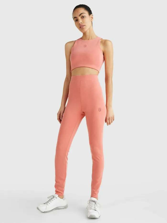 Tommy Hilfiger Sueded Skinny Full Length Leggings Sueded Crystal Coral Womens CoOrds