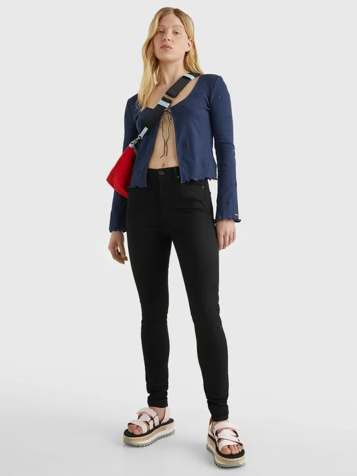 Tommy Hilfiger Sylvia High Rise Super Skinny Black Jeans Staten Black Stretch Womens Essentials On Sale