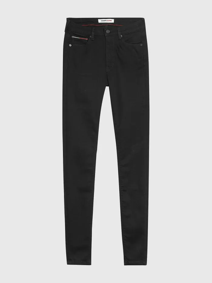 Tommy Hilfiger Sylvia High Rise Super Skinny Black Jeans Staten Black Stretch Womens Essentials On Sale