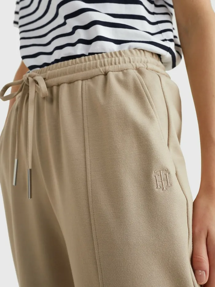 Tommy Hilfiger Tape Drawstring Tapered Fit Trousers Beige Womens Trousers