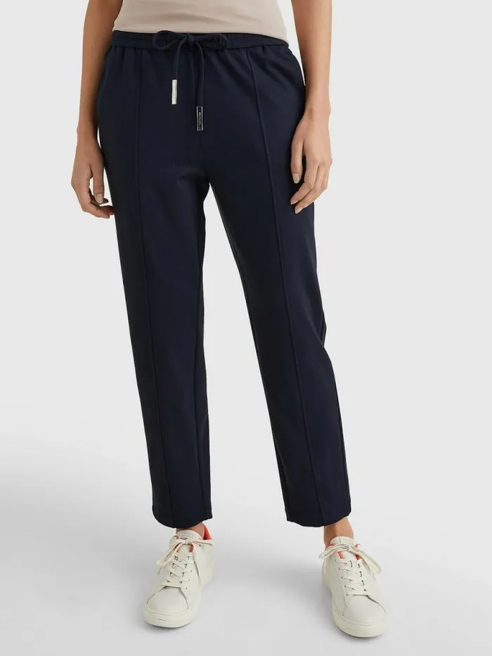 Tommy Hilfiger Tape Drawstring Tapered Fit Trousers Desert Sky Womens Trousers Tommy Hilfiger Tape Drawstring Tapered Fit Trousers Desert Sky Womens Trousers