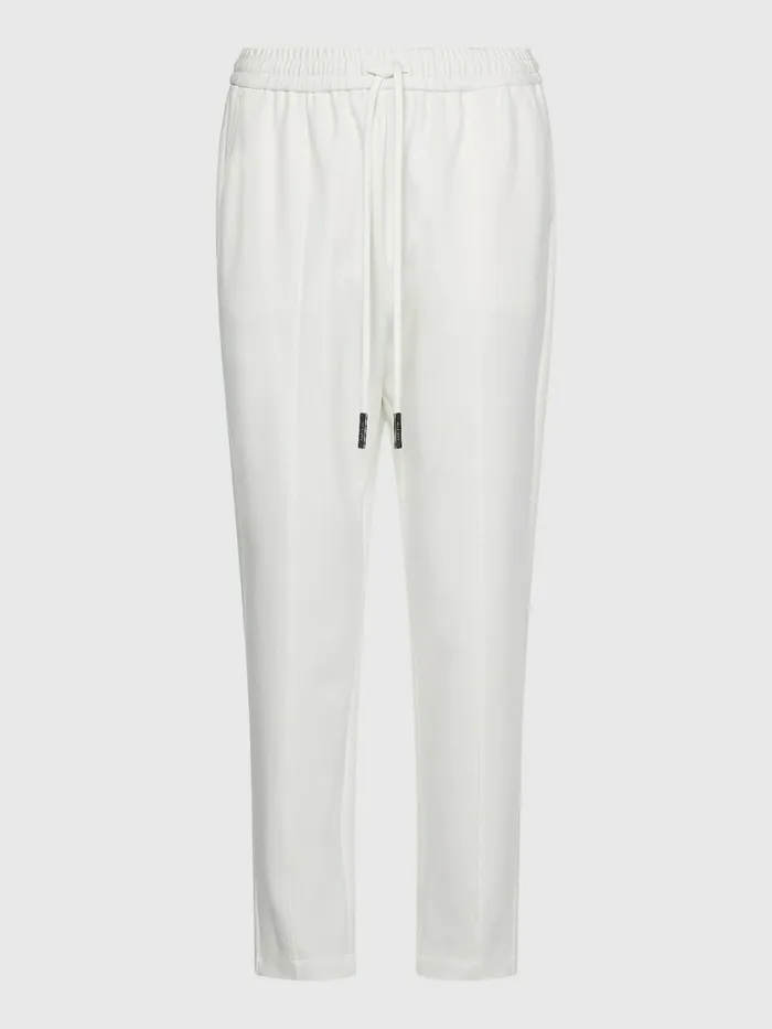 Tommy Hilfiger Tape Drawstring Tapered Fit Trousers Ecru Womens Trousers