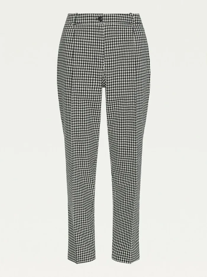 Tommy Hilfiger Tapered Houndstooth Virgin Wool Trousers Small HoundstoothDesert Sky Ecru Womens Trousers