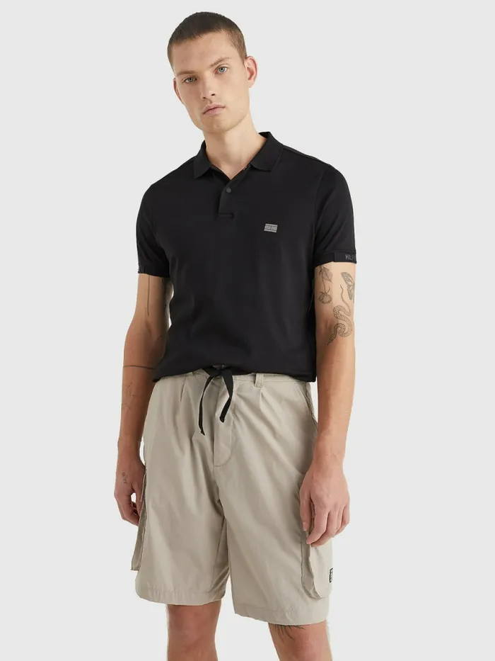 Tommy Hilfiger Tech Essentials Slim Fit Polo Black Mens Polo Shirts Popular