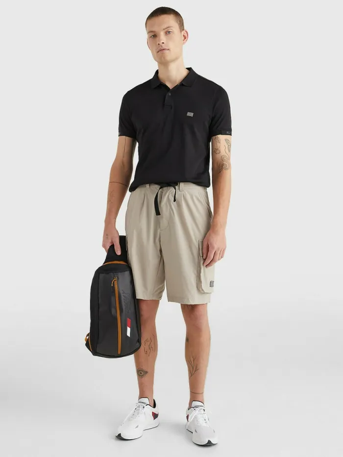 Tommy Hilfiger Tech Essentials Slim Fit Polo Black Mens Polo Shirts Popular