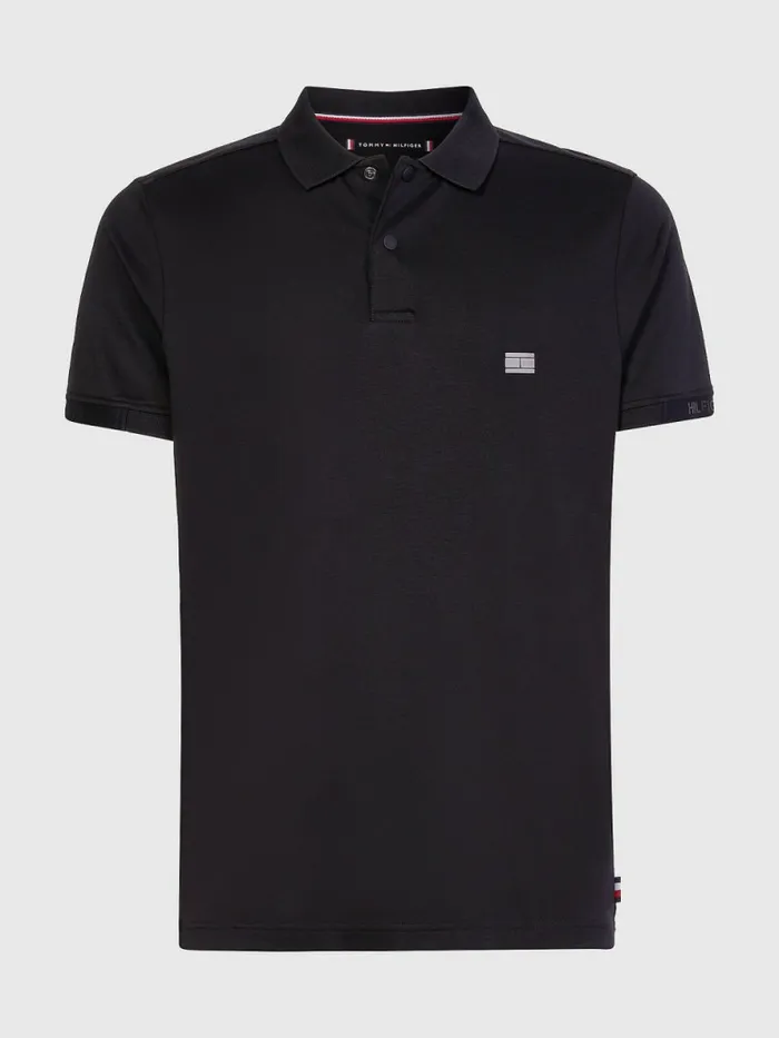 Tommy Hilfiger Tech Essentials Slim Fit Polo Black Mens Polo Shirts Popular